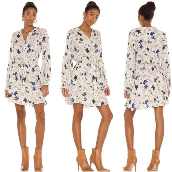 Free People Lighten Up Cream Floral Smocked Button Down Dress XS - Picture 1 of 7